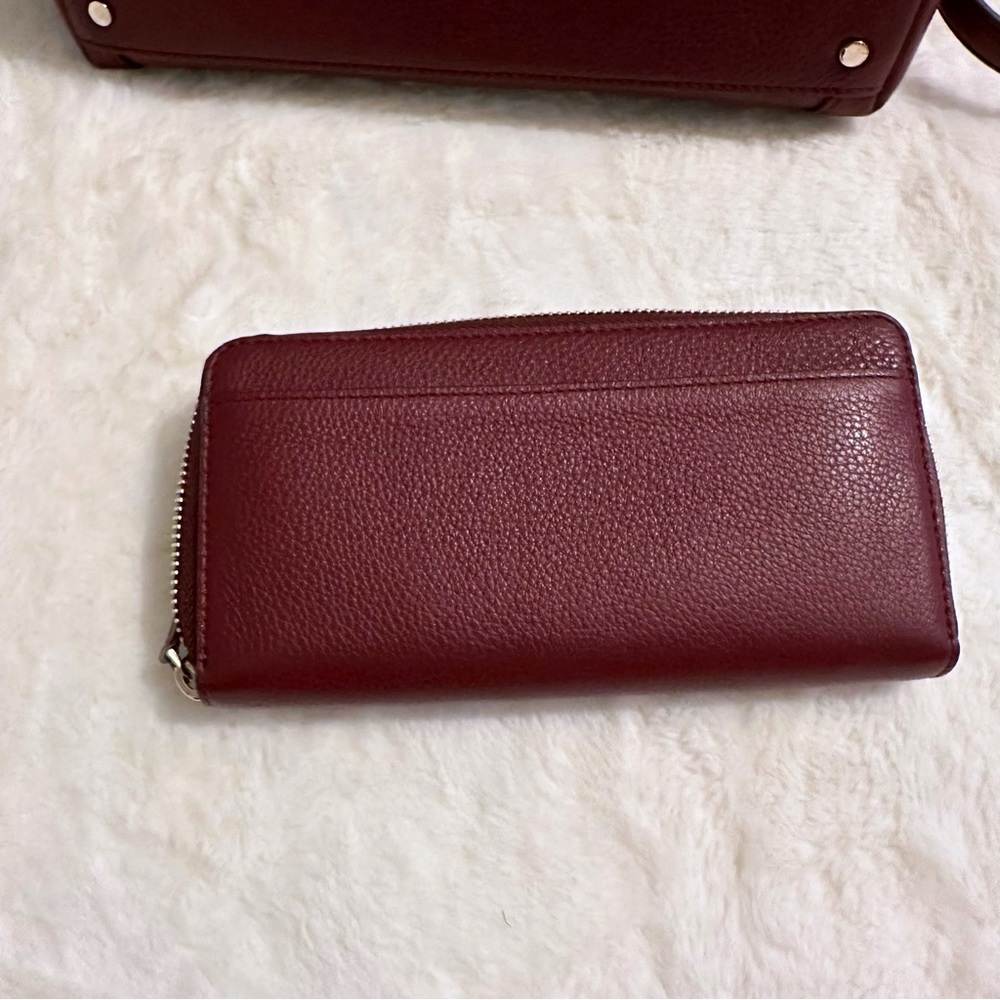 Kate Spade ♠️ JACKSON MEDIUM TRIPLE COMPARTMENT SATCHEL & MATCHING WALLET berry - Picture 6 of 15